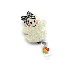 Halloween Ghost Badge Reel - Glitter Ghost ID Name Badge Holder - Cute Halloween Badge Reel Gifts - Nurse Badge Holder - Name Badge Holders