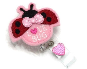 Ladybug Badge Reel - Love Bug Badge Reel - Valentine Badge Reels - Designer Badge Reels - Badge Reel Gifts - Love Badge Reels - Cute ID Wear