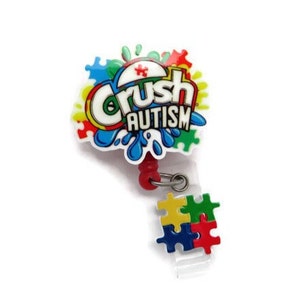 Autism Badge Reel - Autism Awareness Name Badge Reel - Crush Autism ID Badge Reel - Awareness Badge Reel - Lightweight Badge Reel - Nurse ID