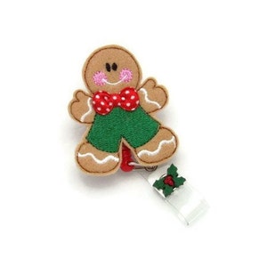 Gingerbread Badge Reel - Gingerbread Man Badge Reel - Gingerbread Boy ID Badge Reel - Christmas Badge Reel - Cute Badge Reel - Holiday Badge
