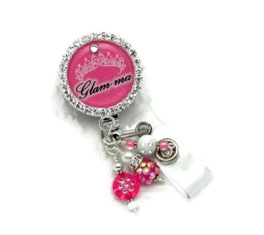 Glam-ma Badge Reel Designer Badge Reels Bling Badge Clips Badge Reel  Jewelry Glamma Gifts Professional ID Wear Unique ID Holders 