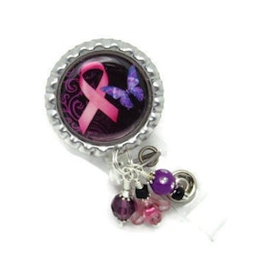 Breast Cancer Badge Reel - Awareness Badge Reel - Breast Cancer Awareness - Breast Cancer Gifts - Badge Reel - ID Badge Reel - Breast Cancer
