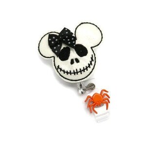 Halloween Mouse Badge Reel - Cute Glitter Mouse Name Badge ID Lanyard - Halloween Badge Reel Gifts - Pediatric Nurse Doctor ID Badge Reels