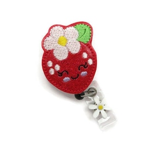 Strawberry Badge Reel - Glitter Strawberry Name Badge Reel Lanyard - Fruit Badge Reel - Dietician Badge Reel - Sweet Nurse Badge Reel Gifts