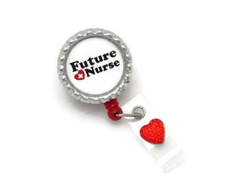 Future Nurse Retractable ID Name Badge Reel - Medical Nursing Badge Reel Lanyard - Designer Badge Reels - Cute ID Reel - Student  Nurse Gift