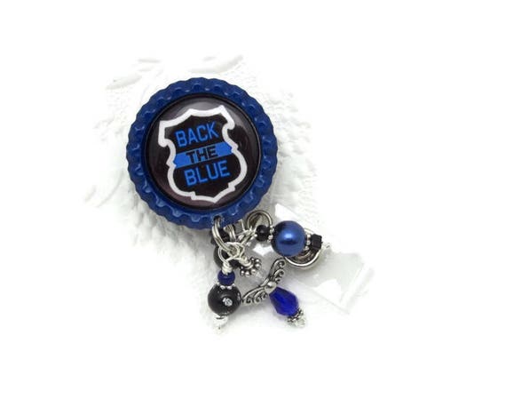 Police Badge Reel - Badge Reel - Back The Blue Badge Reel - Law Enforcement Badge Reel - Designer Badge Reels- Badge Reel Jewelry - ID Wear