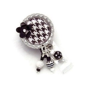 Hounds Tooth Badge Reel - Pattern Badge Reel - Black & White ID - Badge Reel Jewelry - Badge Reel - Designer Badge Reel - Hounds Tooth - ID