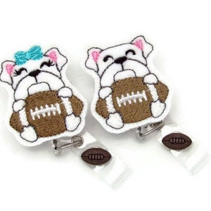 Football Badge Reel - Bulldog Football Badge Reel - Cute Badge Reels - Football ID Badge Reel - Designer Badge Reels - Football Bulldog Gift