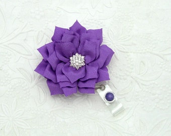 Blumenabzeichen Reel-Big Blooms Badge Reel-Purple Flower Badge Clip-Designer-Badge-Reels-Professional ID Wear-Badge Reel Gifts-ID