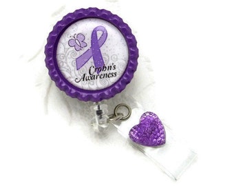 Crohn's Awareness Badge Reel - Awareness Badge Reels - Designer ID Wear - Crohn's Disease - Awareness Gifts - Cause ID Wear - Gifts Under 10