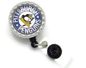Pittsburgh Penguins Inspired Retractable Badge Reel - Hockey Badge Reel - Fun ID Holders - Sports Badge Reels - Gifts Under 10