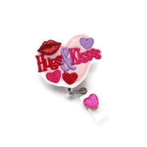 Hugs&Kisses Badge Reel - Valentine Badge Reel - Valentines Day Gifts - Cute Badge Reel - Designer Badge Reels - ID Badge Reel - Love ID Reel