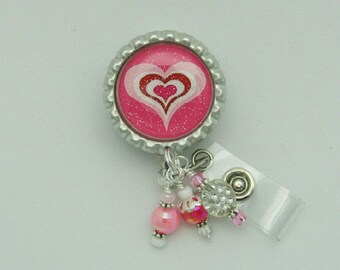 Here's My Heart Retractable Badge Reel - Valentine Day Gift - Designer ID Holder - Creative Badge Pull - Heart Badge Clip - Unique ID Holder