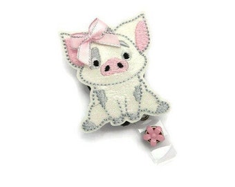 Pig Badge Reel - Cute Pig ID Name Badge Lanyard - Farm Animal Gifts - Nurse Badge Reel - Lightweight Badge Reel - Pig Lover Gifts - ID Badge