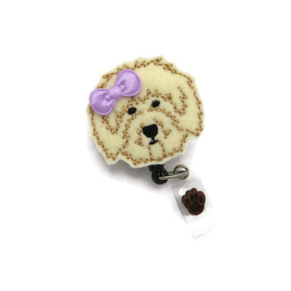 Doodle Badge Reel Labradoodle Name Badge Reel Blonde Doodle ID Badge Reel  Cute Dog Lover Gifts Vet Name Badge Holder ID Badge Gift 