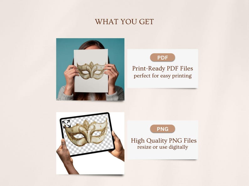 Venetian Gold Mask Bundle, Elegant Masquerade Party Template (digital ...