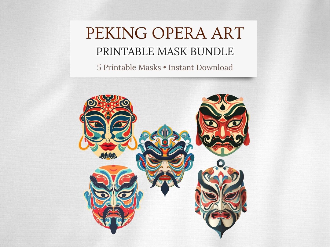 Chinese Opera Masks Printable for Kids, Cultural Mask Activity, Peking ...