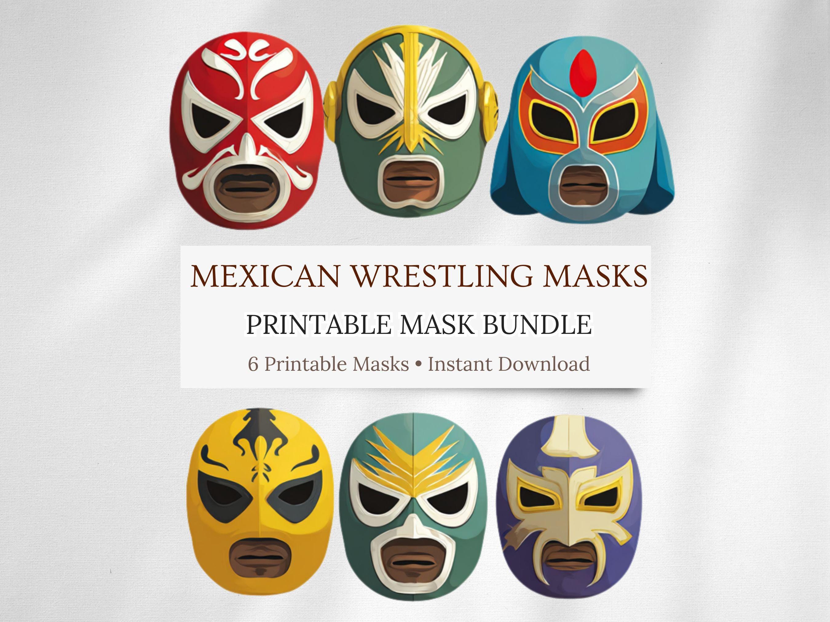 Fiesta S Mask Example Lucha Libre Mask Printable Set, Mexican Wrestling Masks, Fiesta Party ...