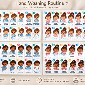 Kids Hand Washing Routine Chart | Visual Steps for Toddlers (instant ...