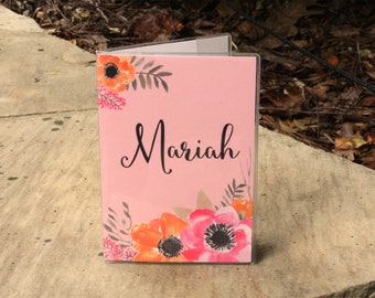 Gerbera Daisy Vinyl Passport Holder Personalized