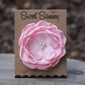 Light Pink Satin Flower Pin, Medium, 34 Colors Satin Flower Pin, Light Pink Satin Flower Brooch