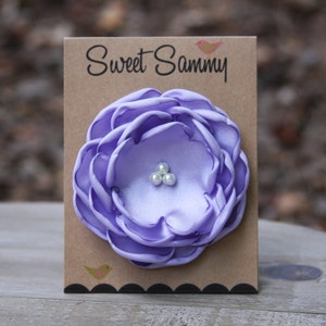 Lavender Satin Flower Pin, Medium, 34 Colors, Satin Flower Brooch
