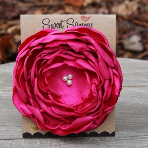 Fuchsia Satin Flower Pin