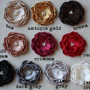 34 Colors Large Satin Flower Pin, White Satin Flower Pin image 5