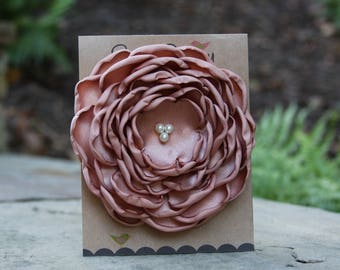 34 Colors Large Satin Flower Pin, Cafe Cream Satin Flower Pin