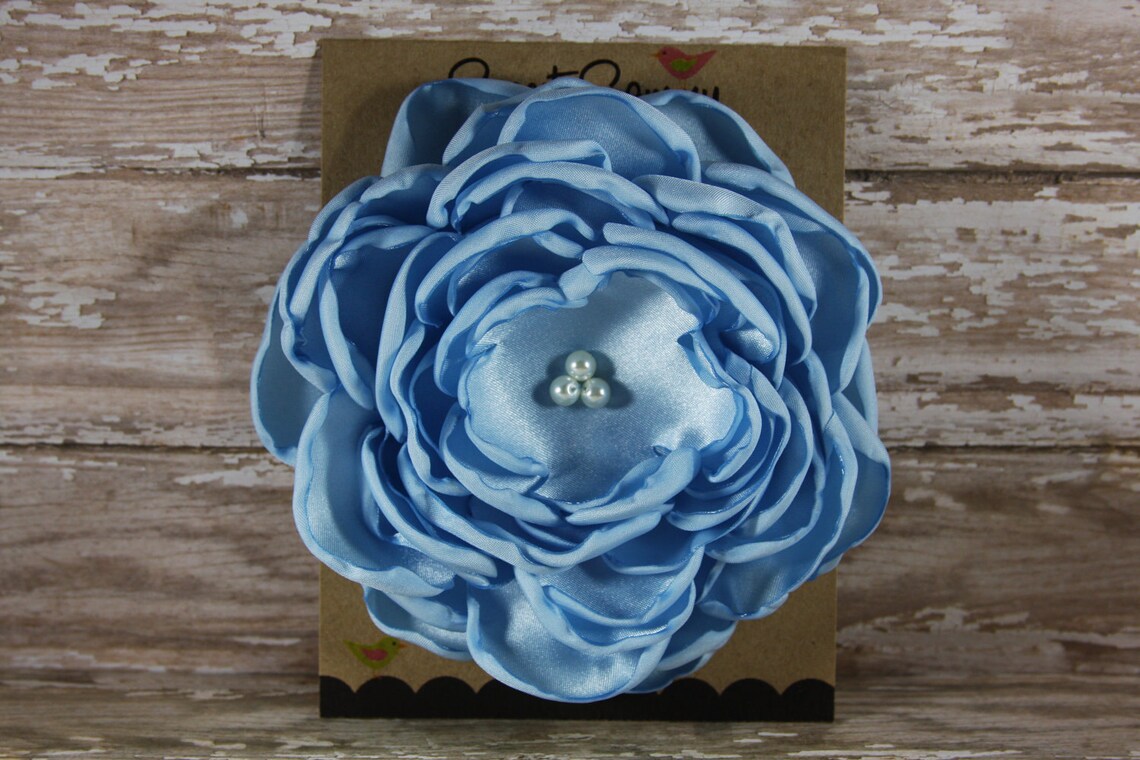 34 Colors Large Satin Flower Pin Light Blue Satin Flower Pin Etsy