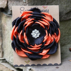 34 Colors Large Satin Flower Pin, Orange and Black Satin Flower Pin ...
