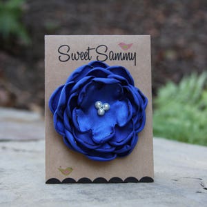 Blue Satin Flower Pin, Medium, 34 Colors, Satin Flower Brooch