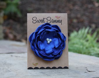 34 Colors Medium Satin Flower Pin, Blue Satin Flower Pin