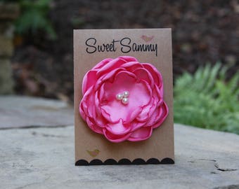 34 Colors Medium Satin Flower Pin, Pink Satin Flower Pin