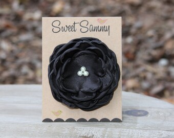 34 Colors Medium Satin Flower Pin, Black Satin Flower Pin, Flower Brooch