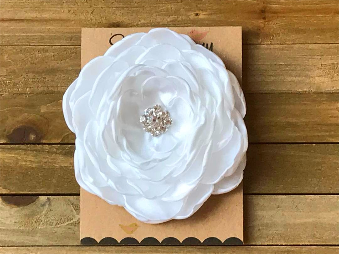 34 Colors Large Satin Flower Pin White Satin Flower Pin With Etsy