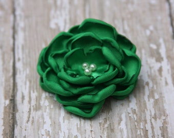 34 Colors Small Satin Flower Hair Clip, Green Flower Hair Clip