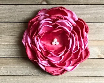 34 Colors Large Satin Flower Pin, Red and Pink Satin Flower Pin