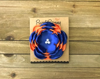 34 Colors Medium Satin Flower Pin, Blue and Orange Satin Flower, 3 Color Satin Flower Pin, Flower Brooch