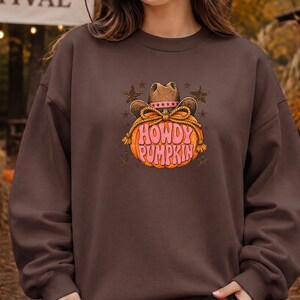 Howdy Pumpkin Western Sweatshirt, Cowgirl Fall Graphic Tee, Retro Southern Style
