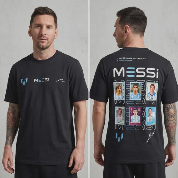 Messi Football Trading Card Design PNG PDF, Argentina Soccer Vector Template, World Cup Streetwear Graphic Tee File