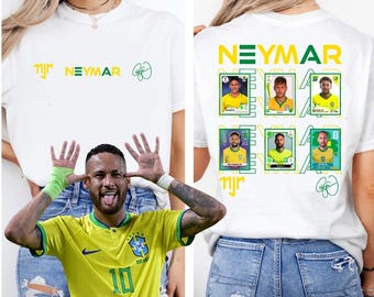 Neymar Jr PNG Vector Graphic for Soccer Shirt, Vintage Football Bootleg Design Template, Brazil Sports Streetwear Digital Download File