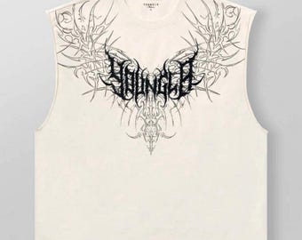 Cyber Sigilism Vector & PNG, Neo-Tribal Gothic Streetwear Graphic, Aggressive Metal Aesthetic Digital Download, Y2K Emo T-Shirt Design