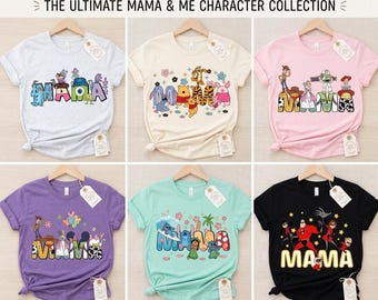 Mama & Me Retro PNG Bundle, Mothers Day Shirt Designs, Aesthetic Mama Sublimation Graphics, Family Cartoon Apparel Designs, Digital Download