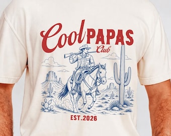 Cool Papas Club Shirt, Father's Day Gift Idea, Retro Cowboy Papa Tshirt, Cool Papa Shirt, Father's Day Gift Western Papa Club Shirt