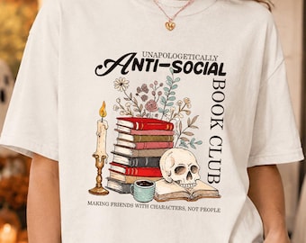 Halloween Shirt, Antisocial Book Club Shirt, Halloween Gifts, Gift For Halloween, Kids Halloween Shirt gift, Gift Halloween Shirt