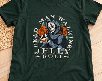 Jelly Roll Dead Man Walking Shirt, Black Graphic Tee, Short Sleeve Music T-Shirt