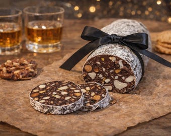 Salame di cioccolato artigianale – Regalo originale per l’uomo gourmet – Idea regalo per compleanno, festa del papà o Natale – Consegna gratuita