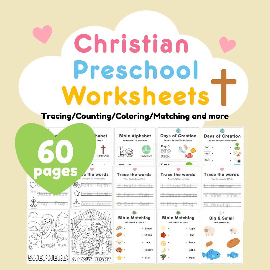 Christian Preschool Worksheets, Printable Easy Bible Activities for