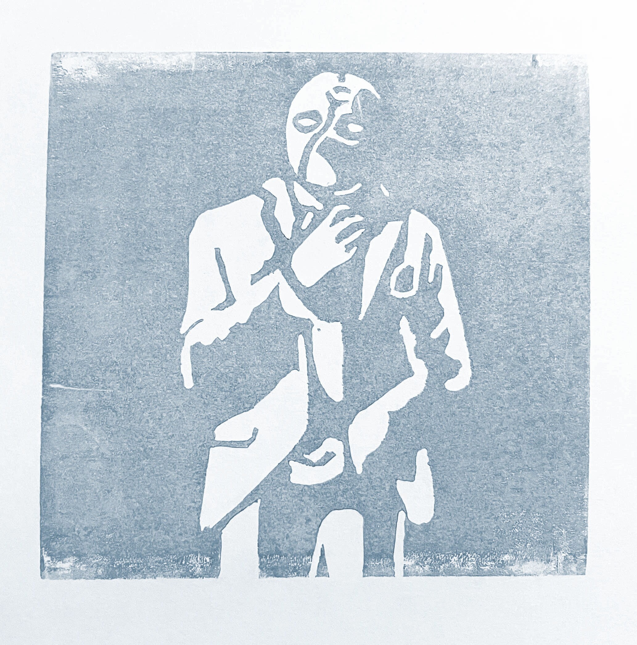Mr. Knight Metallic Silver Linocut Print - Etsy